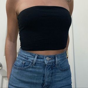 Simple black tube top crop top bandeau